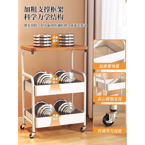 移動收納神器！中古小推車置物架可移動小茶幾推車高顔值沙發邊幾