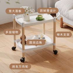 北歐移動小推車沙發邊幾迷你小茶幾帶滑輪客廳床頭床邊多層置物架