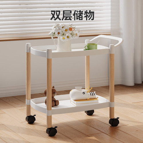 北歐移動小推車沙發邊幾迷你小茶幾帶滑輪客廳床頭床邊多層置物架