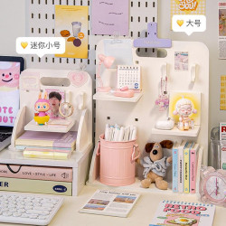 桌面洞洞板ins小卡展示架書桌改造工位收納神器宿舍隔板小置物架