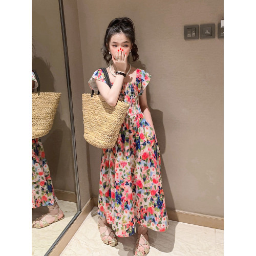 女童碎花連衣裙夏裝2025新款兒童夏季薄款修身公主裙大童女孩裙子