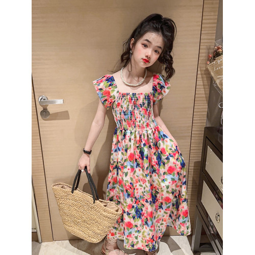 女童碎花連衣裙夏裝2025新款兒童夏季薄款修身公主裙大童女孩裙子