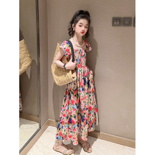 女童碎花連衣裙夏裝2025新款兒童夏季薄款修身公主裙大童女孩裙子