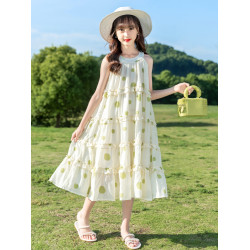 女童無袖連衣裙夏裝2025新款網紅裙子洋氣中大兒童夏季女孩公主裙