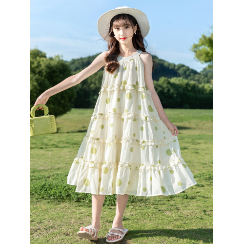 女童無袖連衣裙夏裝2025新款網紅裙子洋氣中大兒童夏季女孩公主裙
