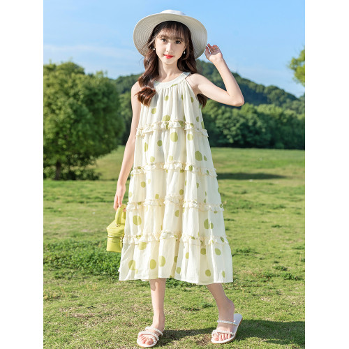 女童無袖連衣裙夏裝2025新款網紅裙子洋氣中大兒童夏季女孩公主裙