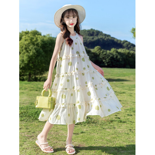女童無袖連衣裙夏裝2025新款網紅裙子洋氣中大兒童夏季女孩公主裙