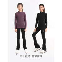 萌格格女童滑冰服打底衫燙鑽上衣高彈外套透氣新款花樣滑冰訓練服