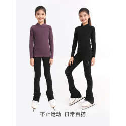 萌格格女童滑冰服打底衫燙鑽上衣高彈外套透氣新款花樣滑冰訓練服
