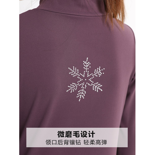 萌格格女童滑冰服打底衫燙鑽上衣高彈外套透氣新款花樣滑冰訓練服