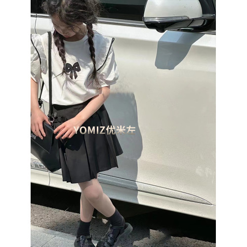 波拉bora韓國童裝氣質甜美女童短袖T恤2025春夏女孩飛袖上衣洋氣