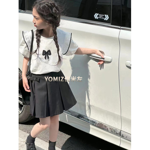 波拉bora韓國童裝氣質甜美女童短袖T恤2025春夏女孩飛袖上衣洋氣