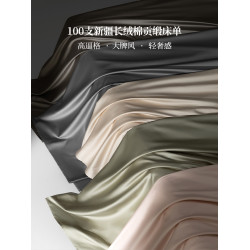 2025新款純色A類100支雙股長絨棉床單單件全棉純棉被單床笠三件套