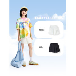 安奈兒童裝女童百褶半身裙褲2025夏新款休閒甜美時尚黑色短裙褲