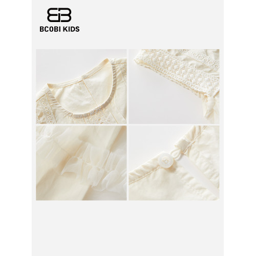 bcobi/不可比喻童裝女童連衣裙網紗拼接公主裙女童裙子兒童連衣裙