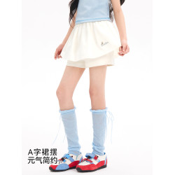 女童半身裙2025夏季新款兒童假兩件休閒短裙大童女孩時尚百搭裙子