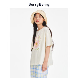 BarryBanny女童抗菌短袖T恤夏季新款兒童百合花涼感透氣圓領上衣