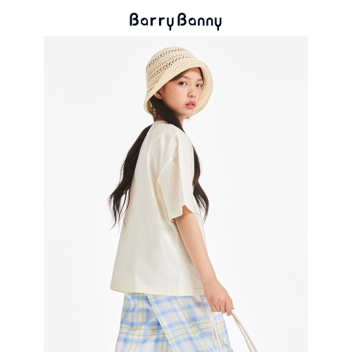 BarryBanny女童抗菌短袖T恤夏季新款兒童百合花涼感透氣圓領上衣
