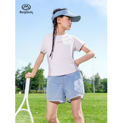 半度閒女童速乾衣夏季運動短袖t恤洋氣2025新款兒童夏裝薄款上衣