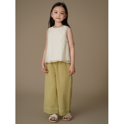 哈齒童裝夏季兒童上衣杏色背心女童無袖襯衫中大童夏裝2025新款