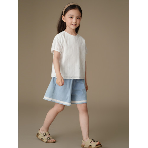 哈齒童裝夏季薄款兒童白襯衫韓版寬松短袖上衣女童夏裝新款中大童