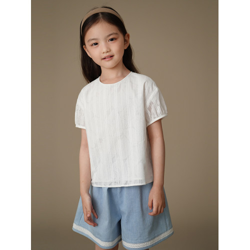 哈齒童裝夏季薄款兒童白襯衫韓版寬松短袖上衣女童夏裝新款中大童