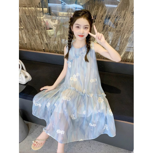 英國Next Svip藍色裙子女童連衣裙公主裙2025新款女大童背心裙夏