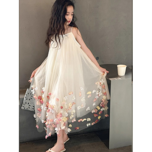 英國Next Kiss女童連衣裙夏季2025新款兒童度假沙灘裙大童吊帶裙