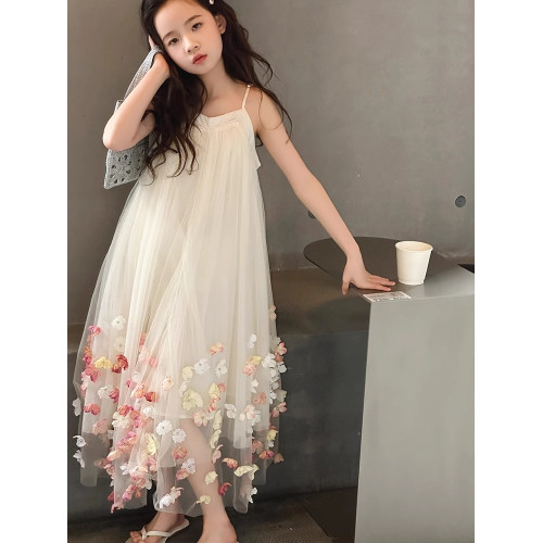 英國Next Kiss女童連衣裙夏季2025新款兒童度假沙灘裙大童吊帶裙