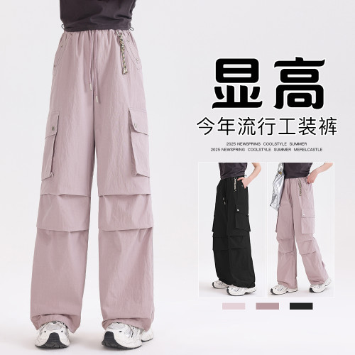【CC家居控】女童工裝褲春季繖兵褲女大童春裝超好看褲子C4574