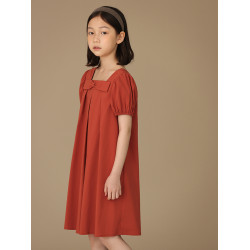 哈齒童裝甜美紅色兒童公主裙女大童連衣裙女童夏裝短袖裙子夏季薄
