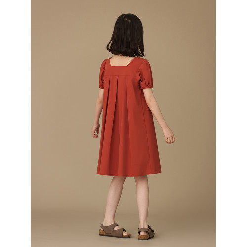 哈齒童裝甜美紅色兒童公主裙女大童連衣裙女童夏裝短袖裙子夏季薄