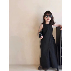 女童氣質款無袖背心裙25夏韓版顯高設計感休閒時髦舒適度假連衣裙