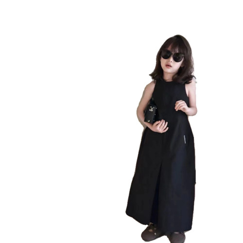 女童氣質款無袖背心裙25夏韓版顯高設計感休閒時髦舒適度假連衣裙