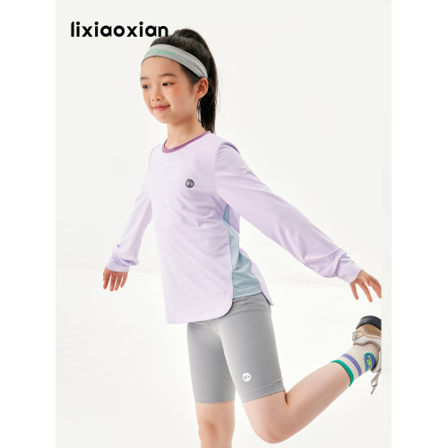 梨小閒女童高彈騎行褲夏季2024兒童五分褲中大童瑜伽修身打底短褲