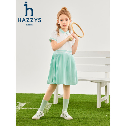 hazzys哈吉斯童裝女童連衣裙2024夏新透氣速乾輕薄乾爽polo裙