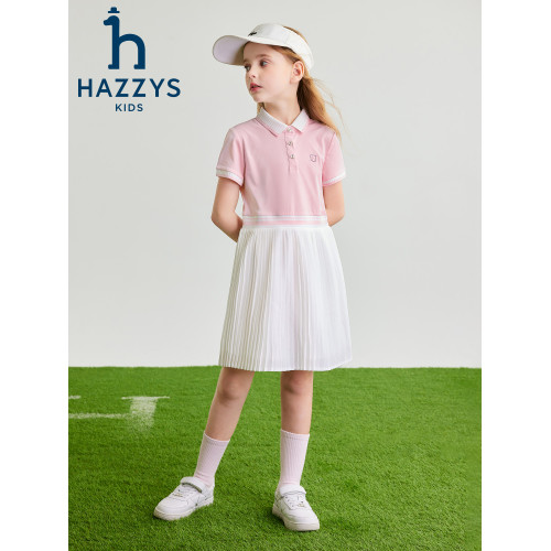 hazzys哈吉斯童裝女童連衣裙2024夏新透氣速乾輕薄乾爽polo裙