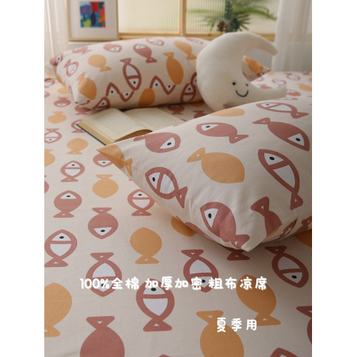 100%全棉 純棉老粗布床單涼蓆加厚加密帆布被單不起球一衹魚高檔