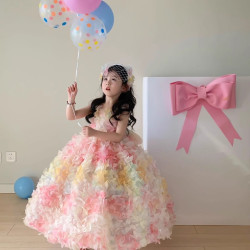 英國Next kiss女童公主裙生日演出彩虹小仙女禮服夏季蓬蓬連衣裙