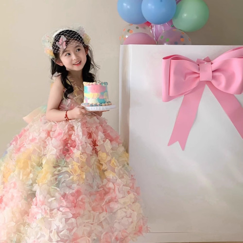 英國Next kiss女童公主裙生日演出彩虹小仙女禮服夏季蓬蓬連衣裙