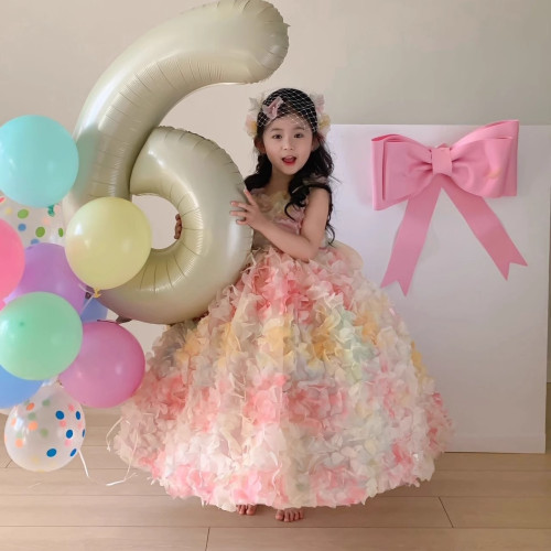 英國Next kiss女童公主裙生日演出彩虹小仙女禮服夏季蓬蓬連衣裙