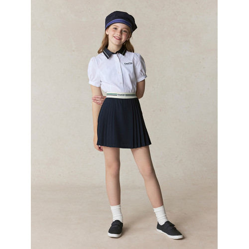【100%棉】eland kids衣戀童裝女童襯衫2025年夏新品刺綉翻領短袖