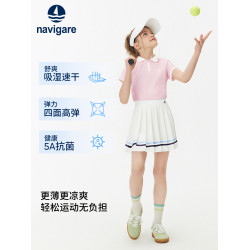 Navigare意大利小帆船童裝女童短袖POLO衫2025年夏季薄款兒童上衣