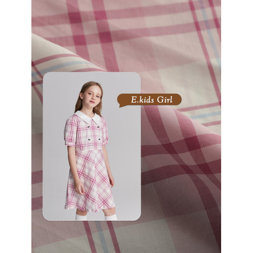 eland kids衣戀童裝女童連衣裙夏季兒童復古學院風格紋裙子洋氣