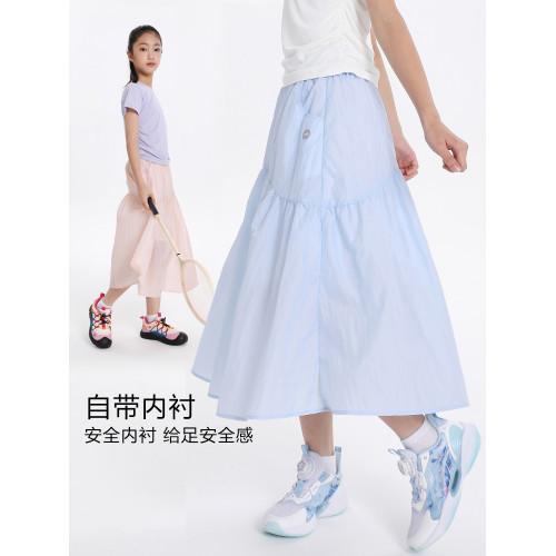 萌格格女童半身裙自帶內襯防曬裙排溼25夏新款戶外百褶裙繖裙速乾