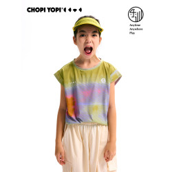 chopiyopi【薄荷皮】女童印花速乾飛袖T恤夏季新款防曬涼感運動T