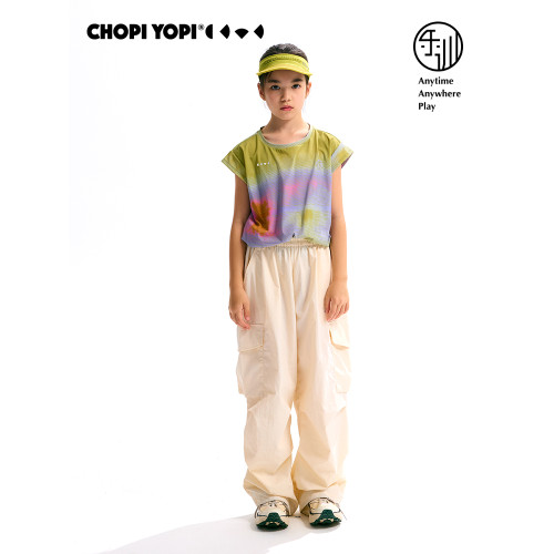 chopiyopi【薄荷皮】女童印花速乾飛袖T恤夏季新款防曬涼感運動T