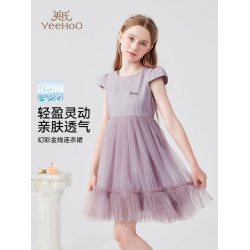英氏女童連衣裙2025夏季兒童超好看絕美公主裙小女孩洋氣薄款裙子
