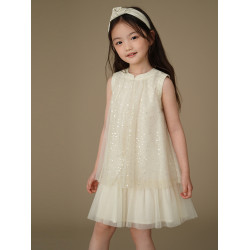 哈齒童裝兒童背心公主裙重工新中式禮服裙女童蕾絲生日裙女孩紗裙
