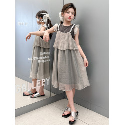 女童夏裝連衣裙2025新款大童洋氣女孩短袖公主裙兒童夏季裙子套裝